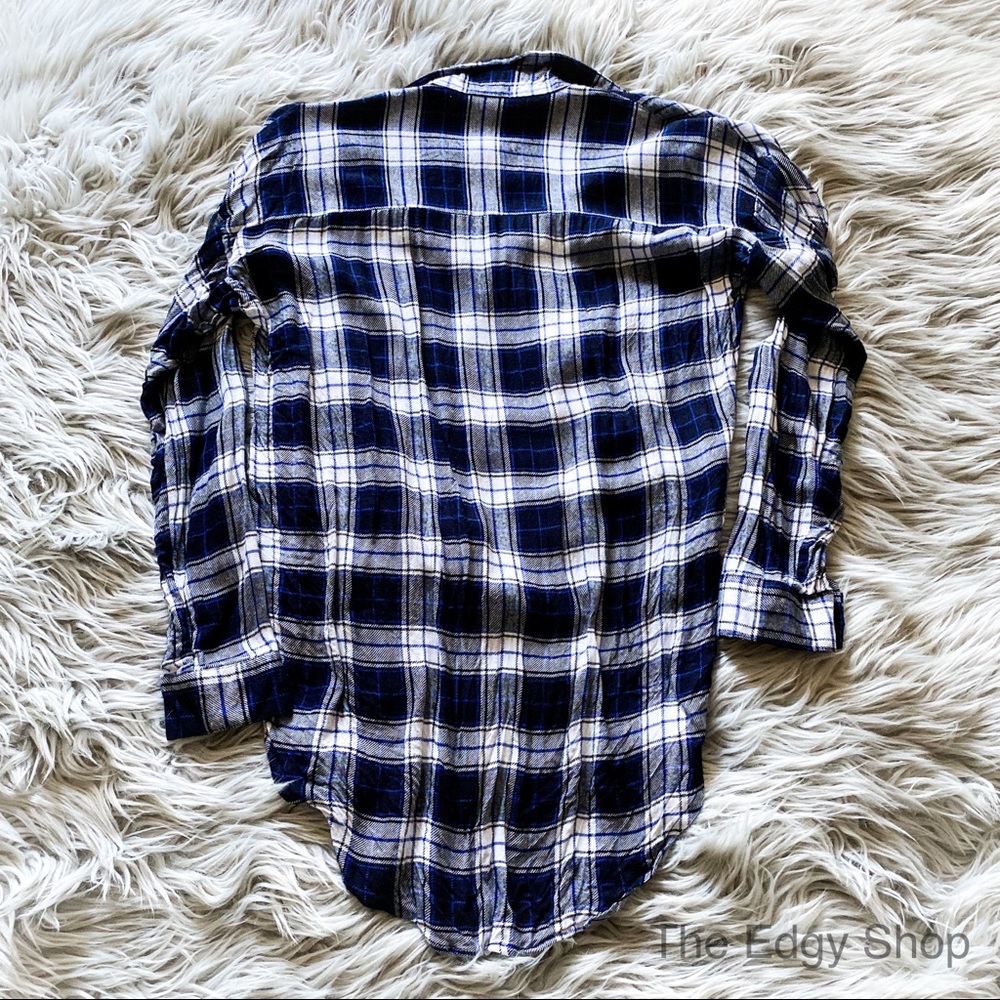 Bella Edge | Bree Blue Black Plaid Checkered Top - Picture 8 of 11